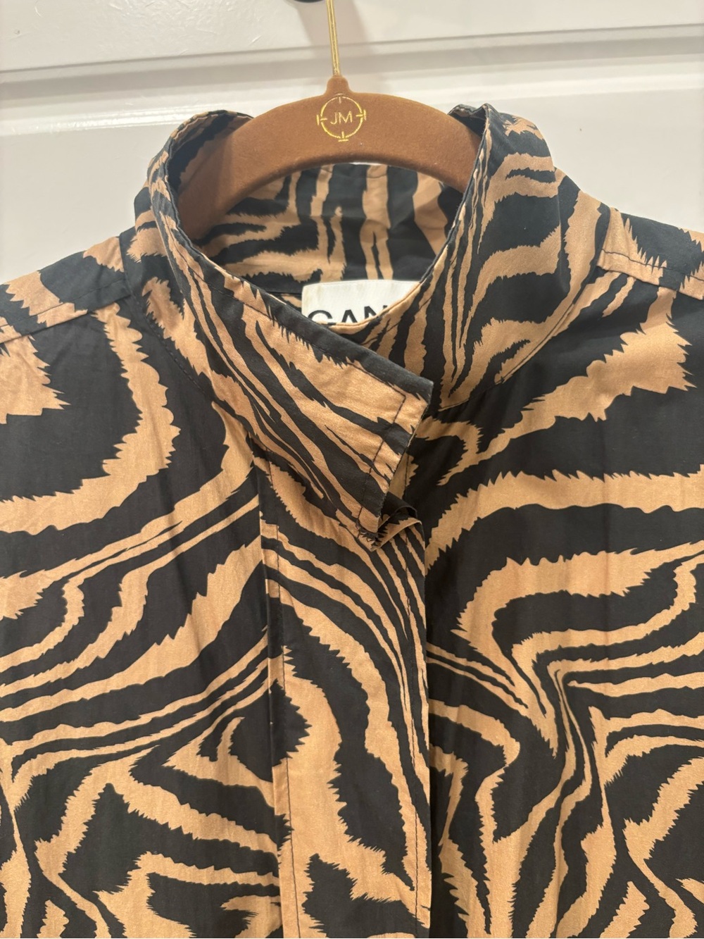 Ganni Zebra-Print Long Dress - Black & Tan size 42 - Picture 4 of 4